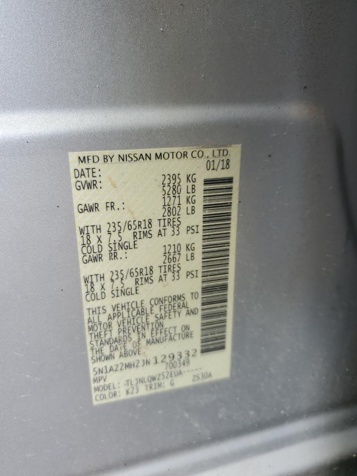 5N1AZ2MH2JN129332 2018 Nissan Murano S