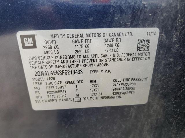 2015 Chevrolet Equinox Ls VIN: 2GNALAEK8F6218433 Lot: 60062554