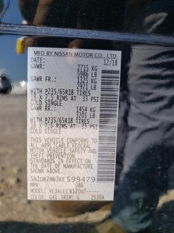 2019 Nissan Pathfinder S VIN: 5N1DR2MN3KC599479 Lot: 59731424