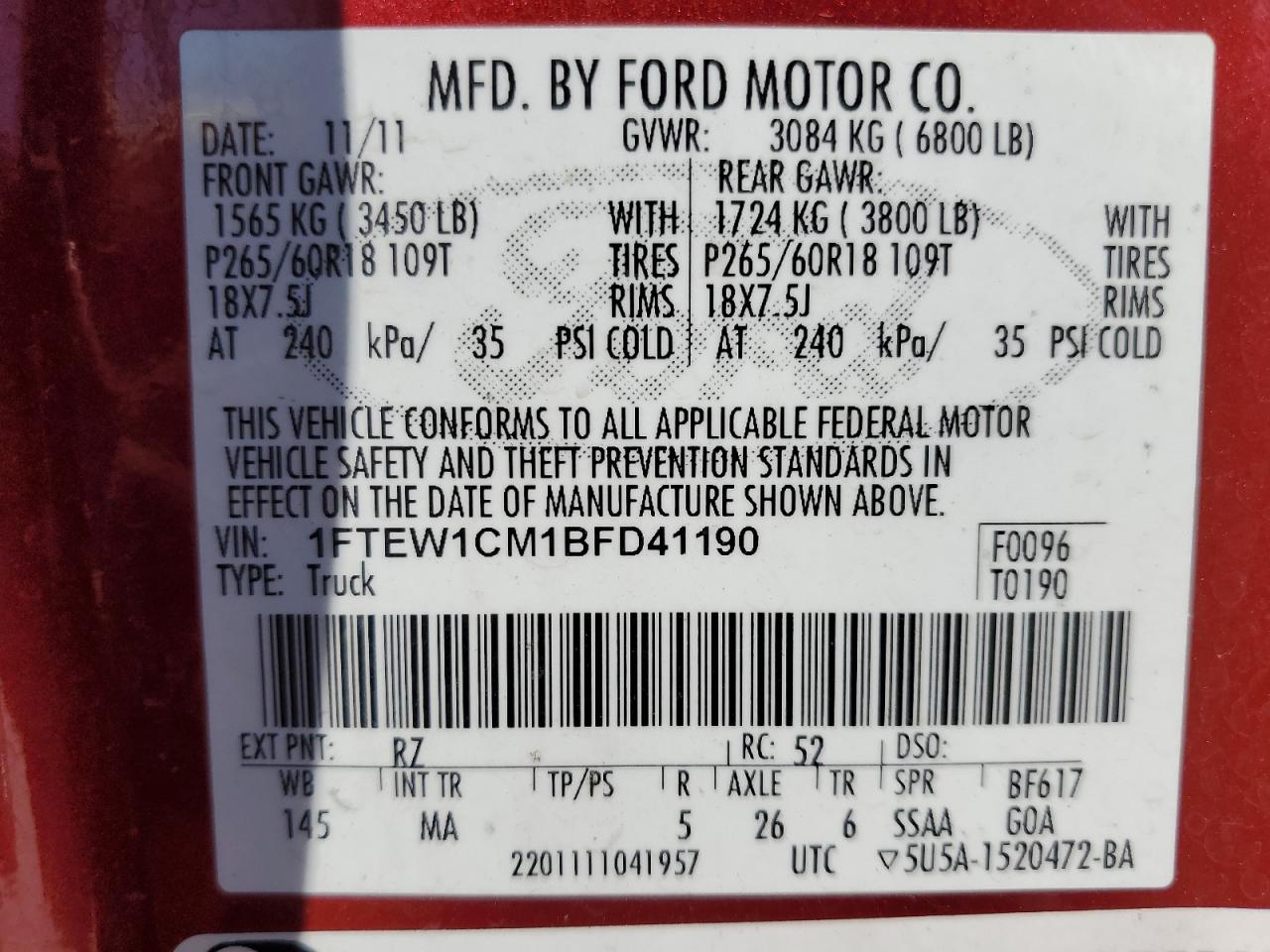 1FTEW1CM1BFD41190 2011 Ford F150 Supercrew