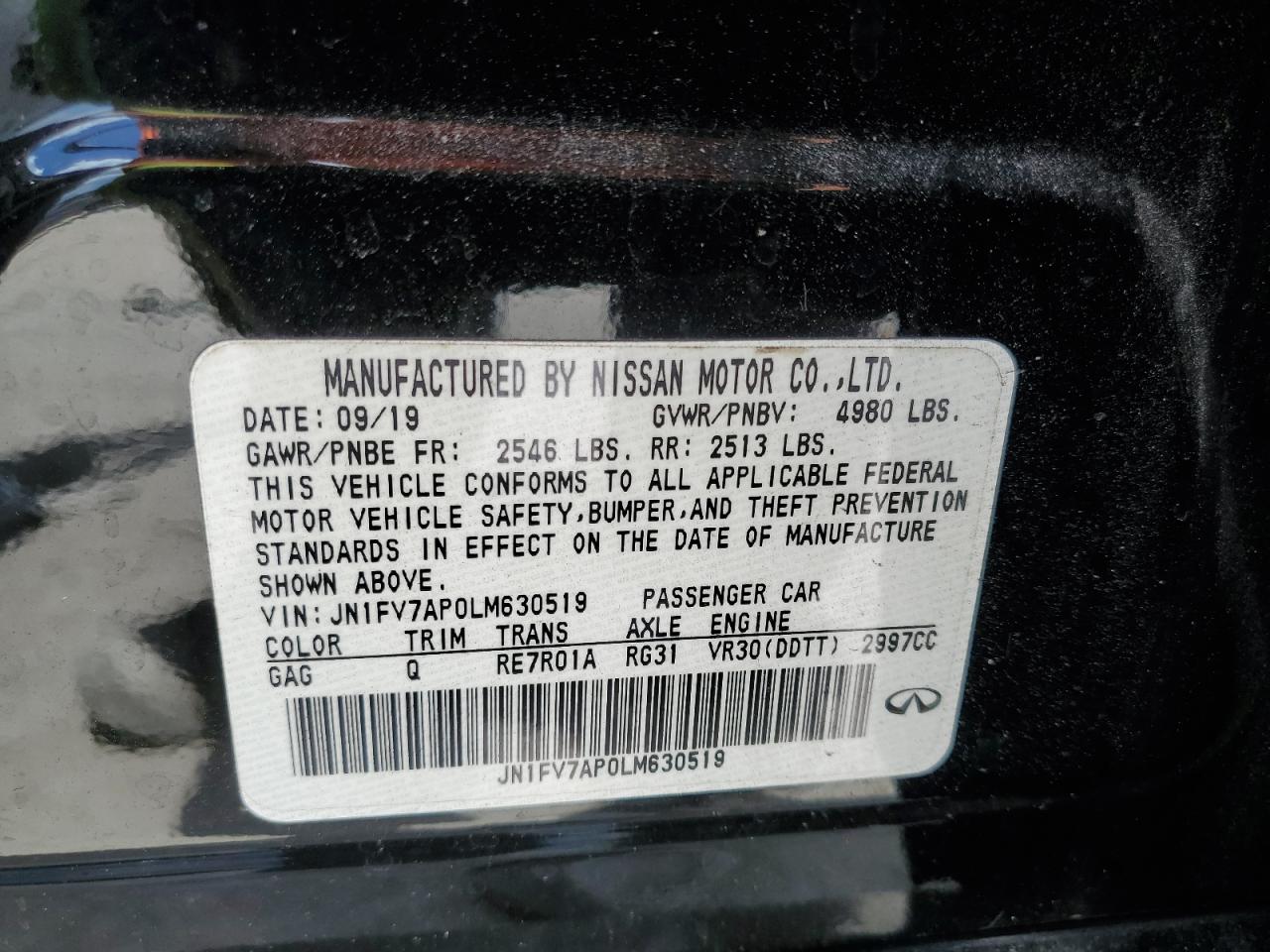 JN1FV7AP0LM630519 2020 Infiniti Q50 Red Sport 400