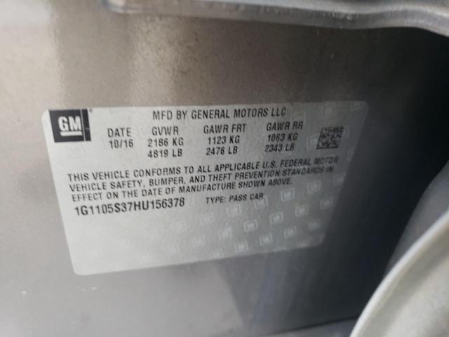 2017 Chevrolet Impala Lt VIN: 1G1105S37HU156378 Lot: 57879924