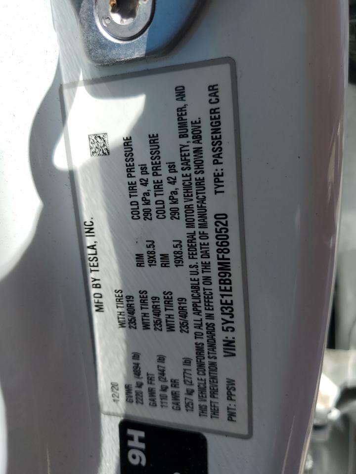 5YJ3E1EB9MF860520 2021 Tesla Model 3