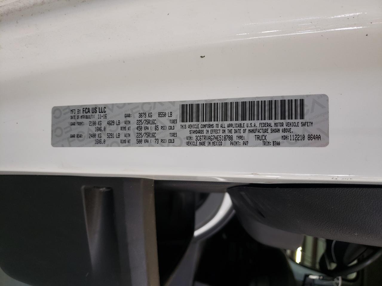 3C6TRVAG7HE518788 2017 Ram Promaster 1500 1500 Standard