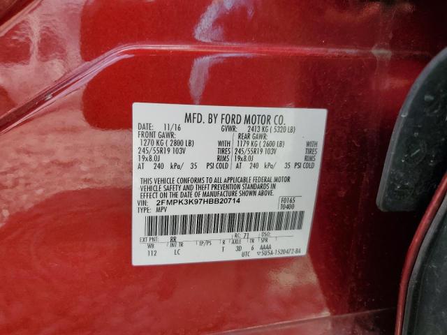 2017 Ford Edge Titanium VIN: 2FMPK3K97HBB20714 Lot: 57979884