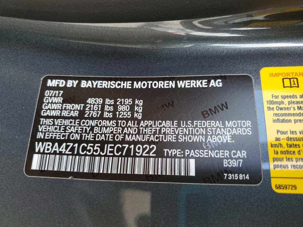 WBA4Z1C55JEC71922 2018 BMW 430I
