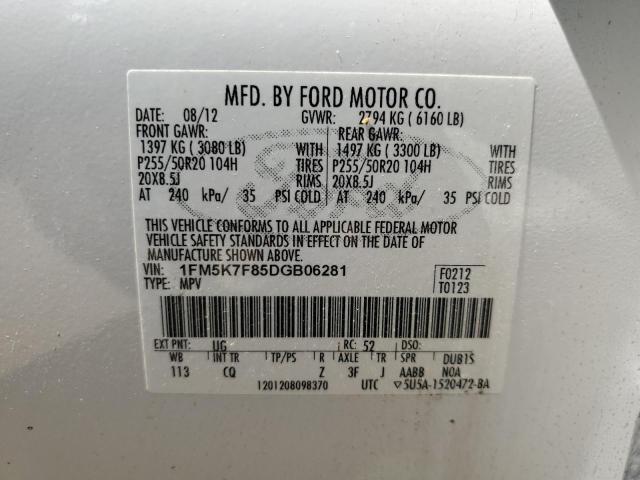 2013 Ford Explorer Limited VIN: 1FM5K7F85DGB06281 Lot: 56190884