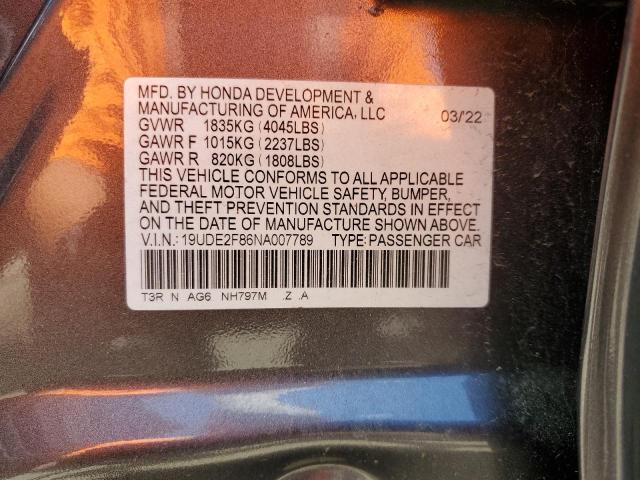 2022 Acura Ilx Premium A-Spec VIN: 19UDE2F86NA007789 Lot: 58455674