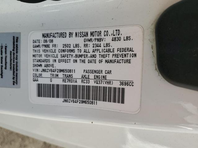 2009 Infiniti G37 VIN: JNKCV64F29M650811 Lot: 57227144