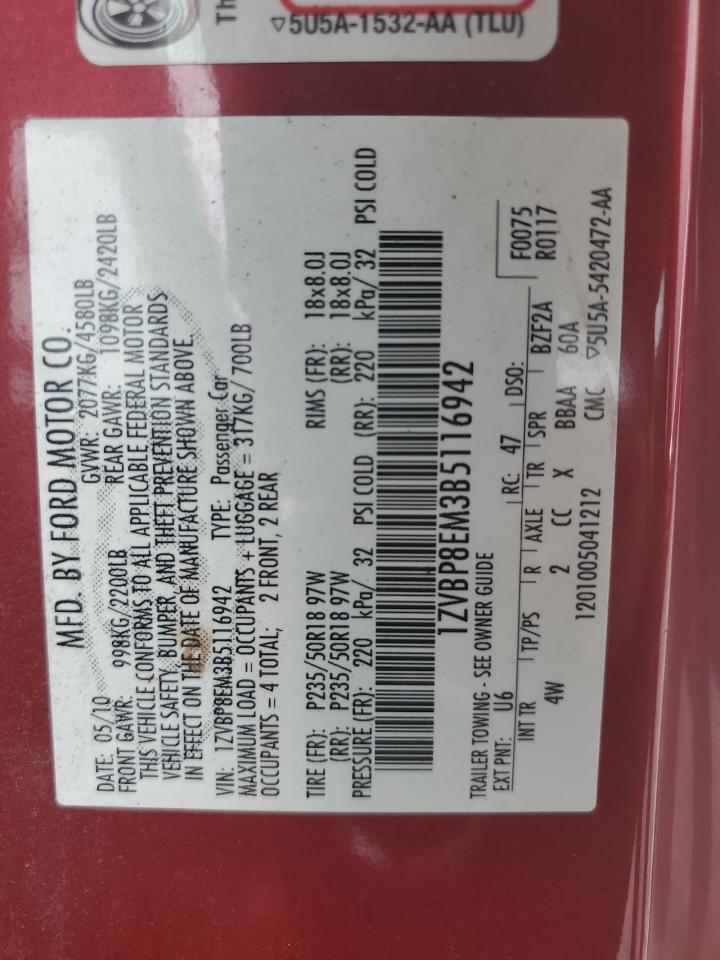 1ZVBP8EM3B5116942 2011 Ford Mustang