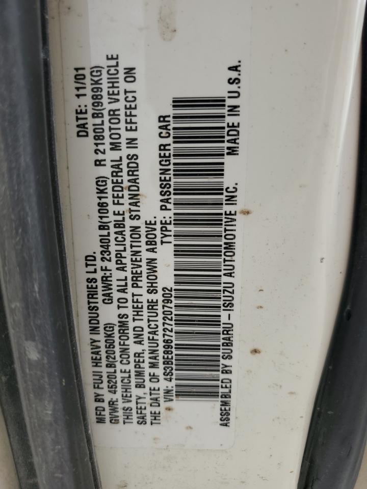 4S3BE896727207902 2002 Subaru Legacy Outback 3.0 H6