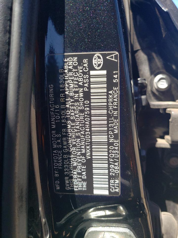 VNKKTUD34HA075910 2017 Toyota Yaris L