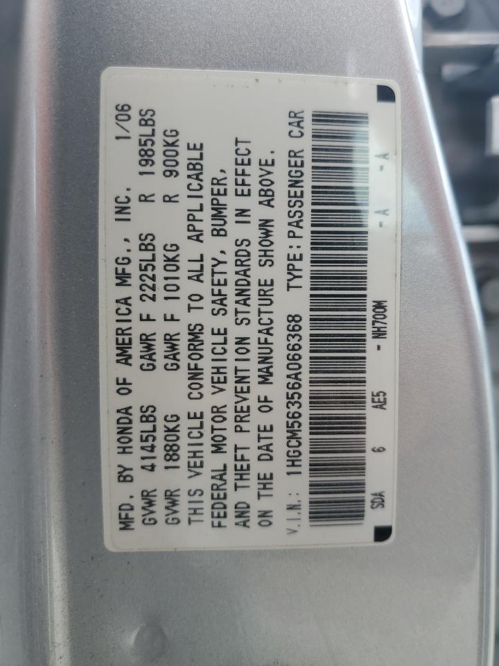 1HGCM56356A066368 2006 Honda Accord Se