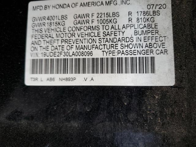 2020 Acura Ilx VIN: 19UDE2F30LA008096 Lot: 60892774