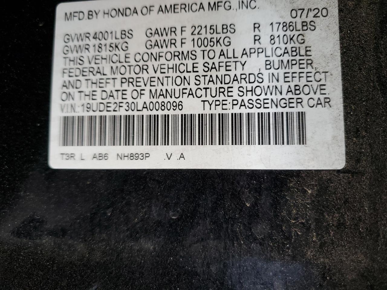 19UDE2F30LA008096 2020 Acura Ilx