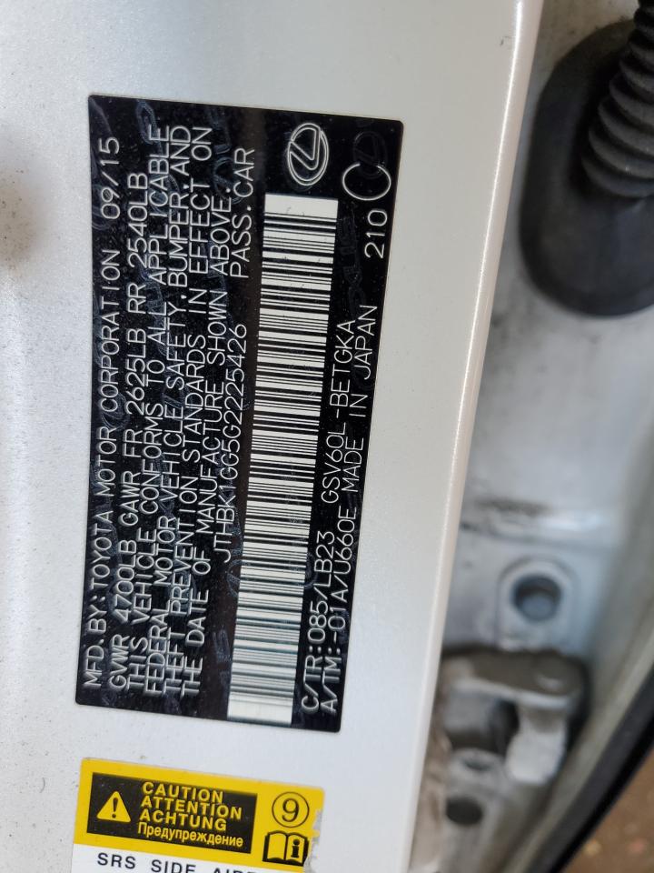 JTHBK1GG5G2225426 2016 Lexus Es 350