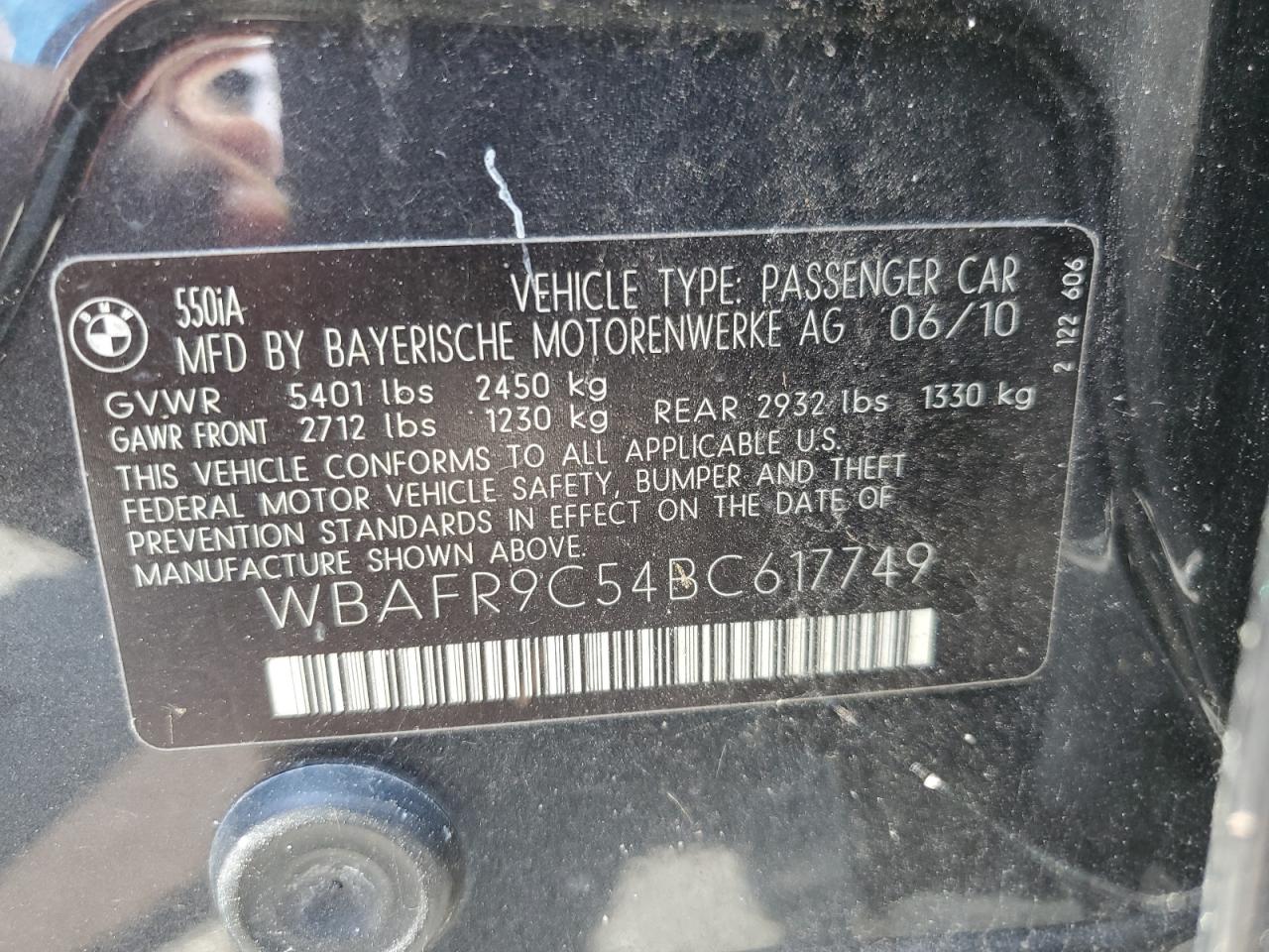 WBAFR9C54BC617749 2011 BMW 550 I