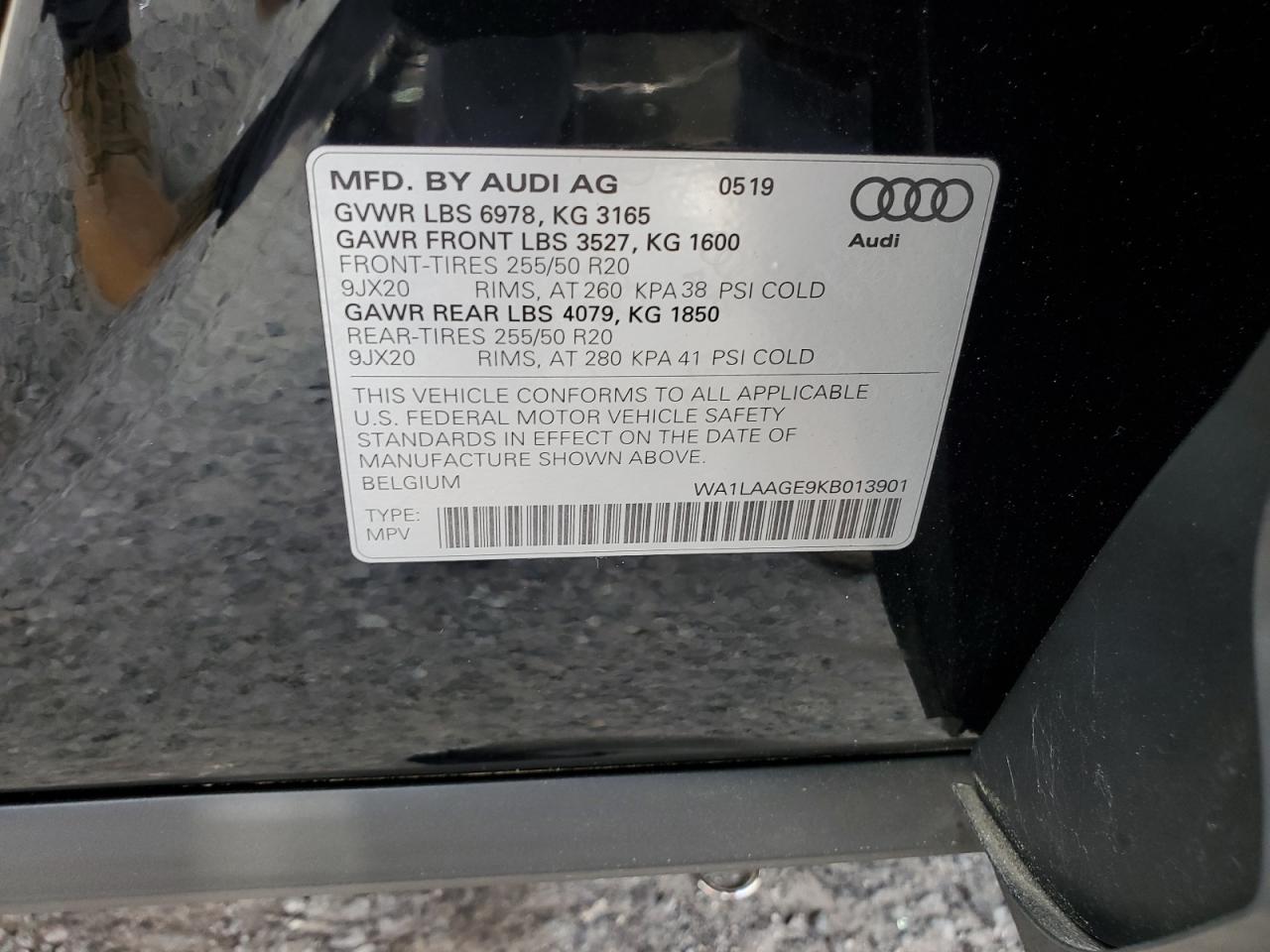 WA1LAAGE9KB013901 2019 Audi E-Tron Premium Plus