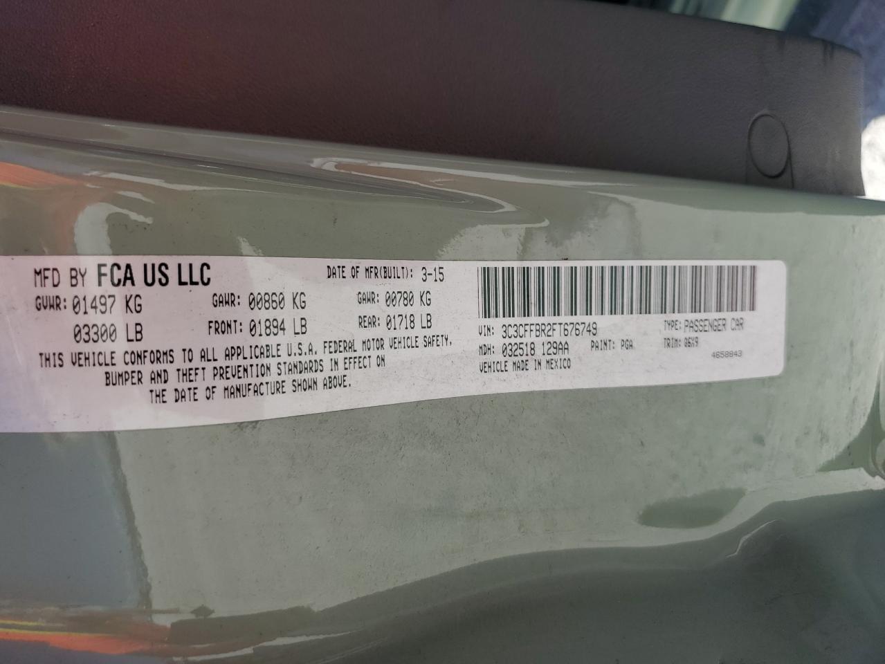 3C3CFFBR2FT676749 2015 Fiat 500 Sport