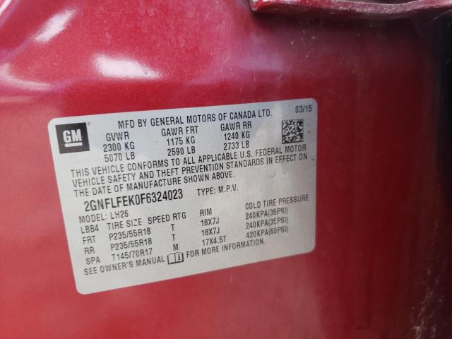 2015 Chevrolet Equinox Lt VIN: 2GNFLFEK0F6324023 Lot: 60629374