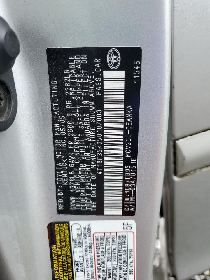 4T1BF32K05U107083 2005 Toyota Camry Le