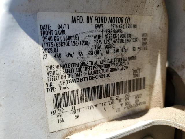 2011 Ford F350 Super Duty VIN: 1FT8W3BT7BEC62100 Lot: 60654564