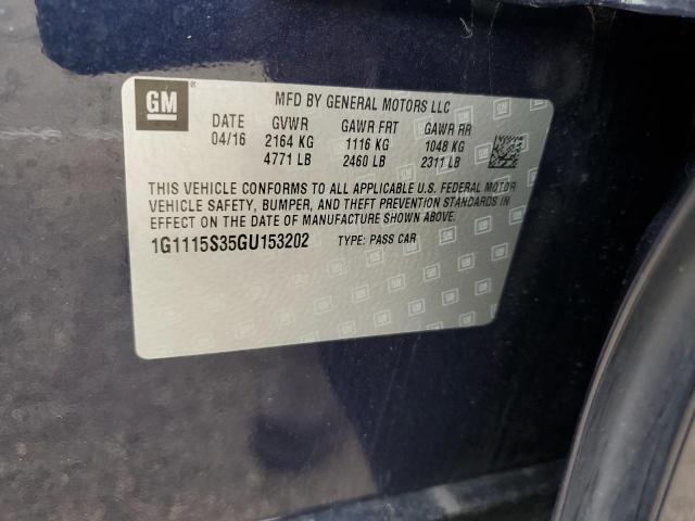 2016 Chevrolet Impala Lt VIN: 1G1115S35GU153202 Lot: 60165664