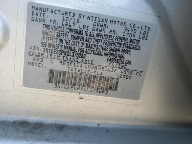 2016 Nissan Versa Note S VIN: 3N1CE2CPXGL375283 Lot: 58667944