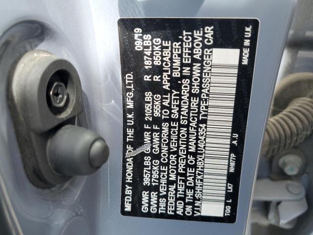 2020 Honda Civic Exl VIN: SHHFK7H8XLU404354 Lot: 59714034