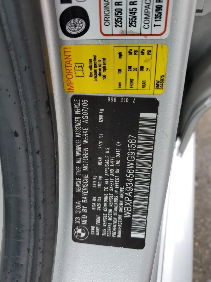 WBXPA93456WG91567 2006 BMW X3 3.0I