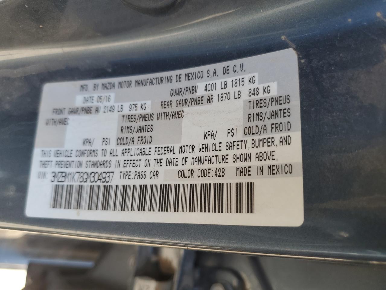 3MZBM1K78GM304937 2016 Mazda 3 Sport