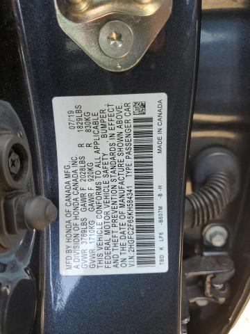 2019 HONDA CIVIC LX - 2HGFC2F65KH584341