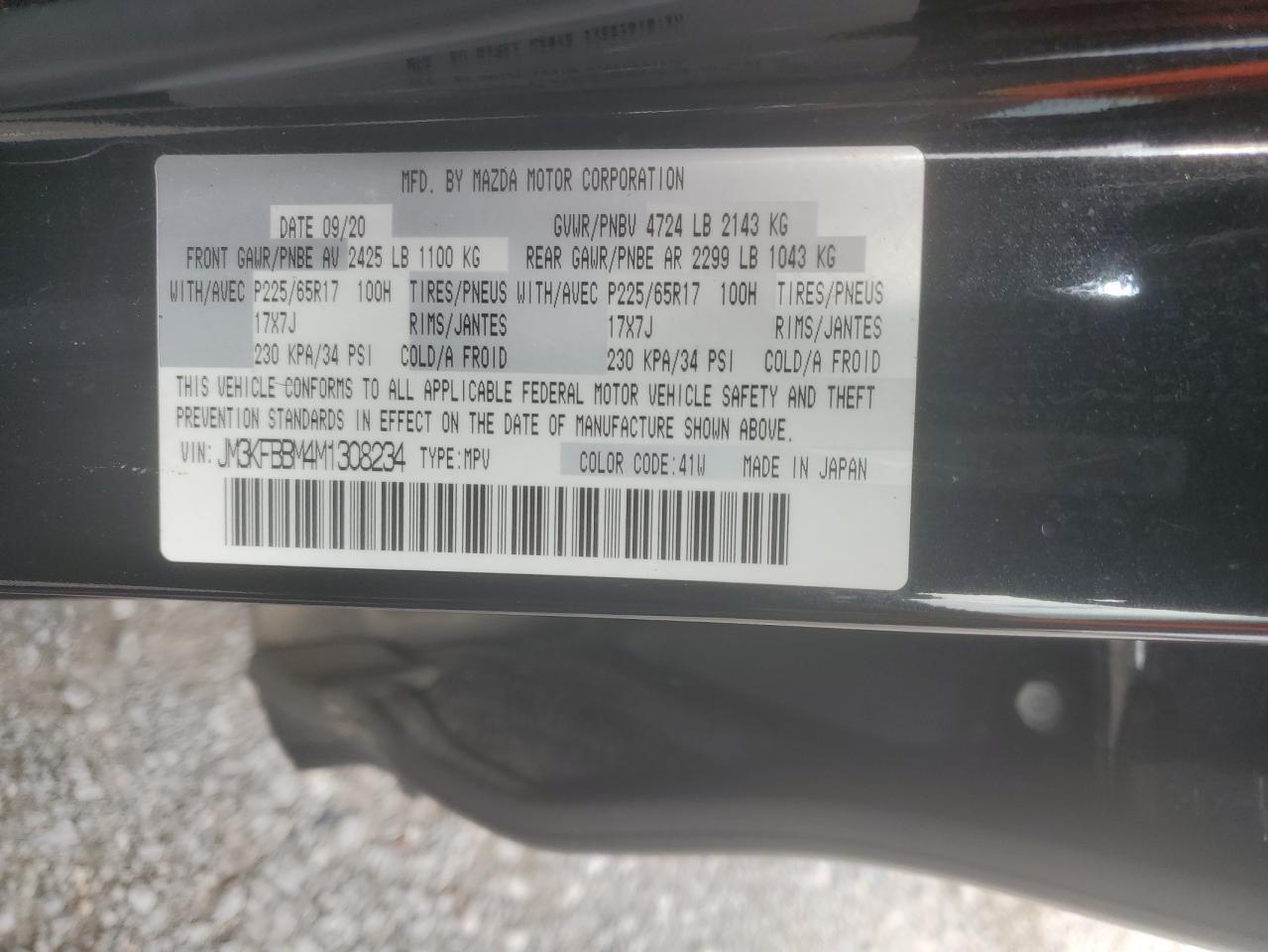 JM3KFBBM4M1308234 2021 Mazda Cx-5 Sport