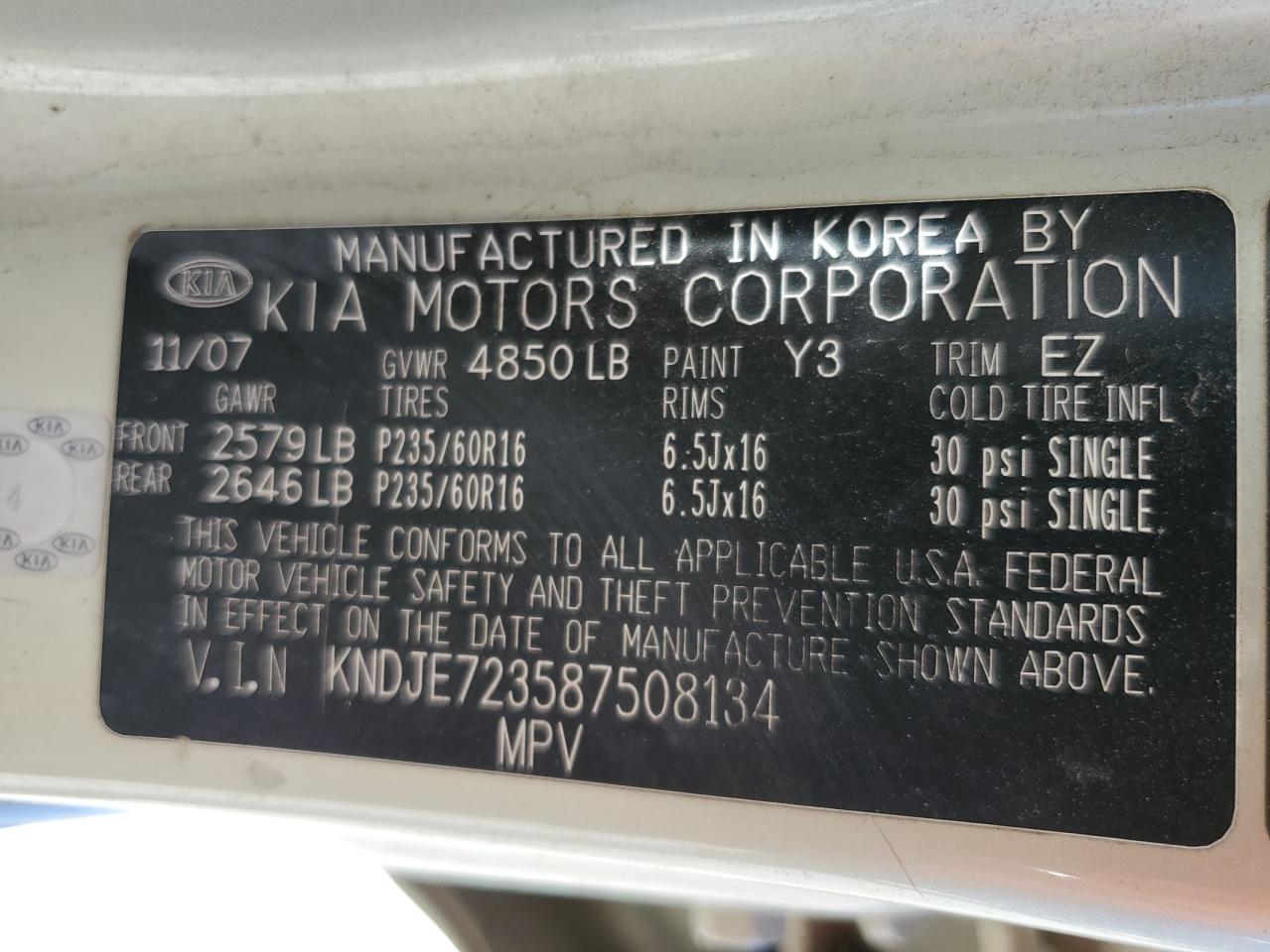 KNDJE723587508134 2008 Kia Sportage Ex