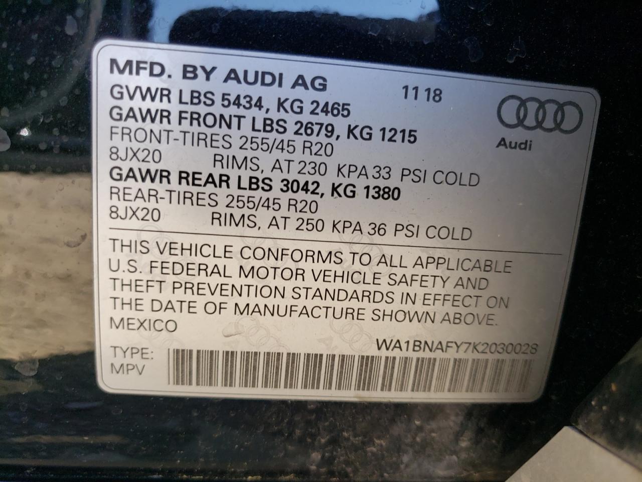 WA1BNAFY7K2030028 2019 Audi Q5 Premium Plus