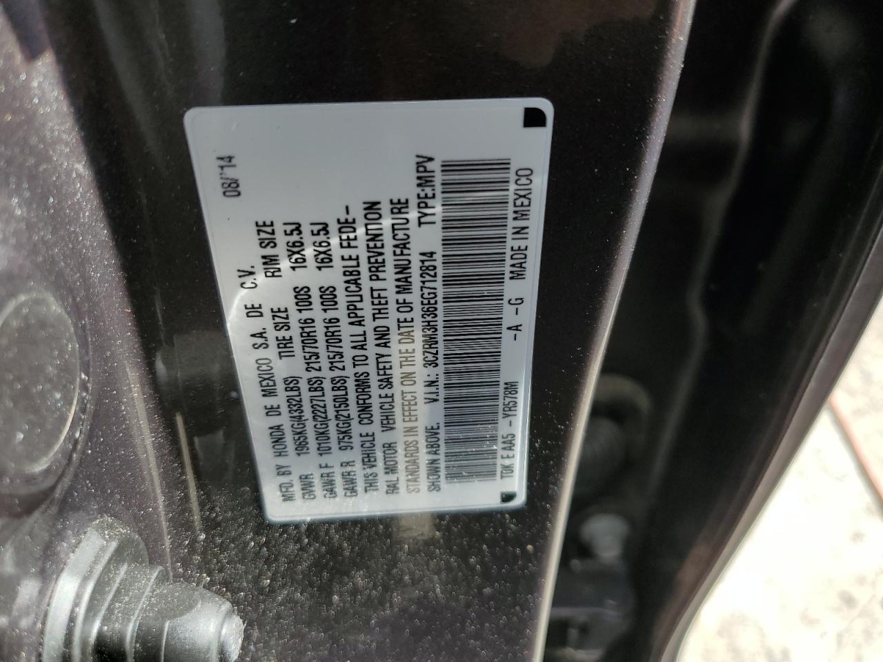 3CZRM3H36EG712814 2014 Honda Cr-V Lx