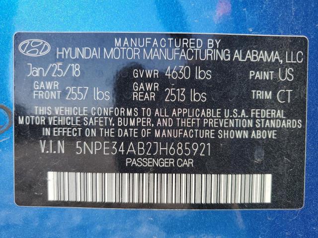 2018 Hyundai Sonata Sport VIN: 5NPE34AB2JH685921 Lot: 59735854