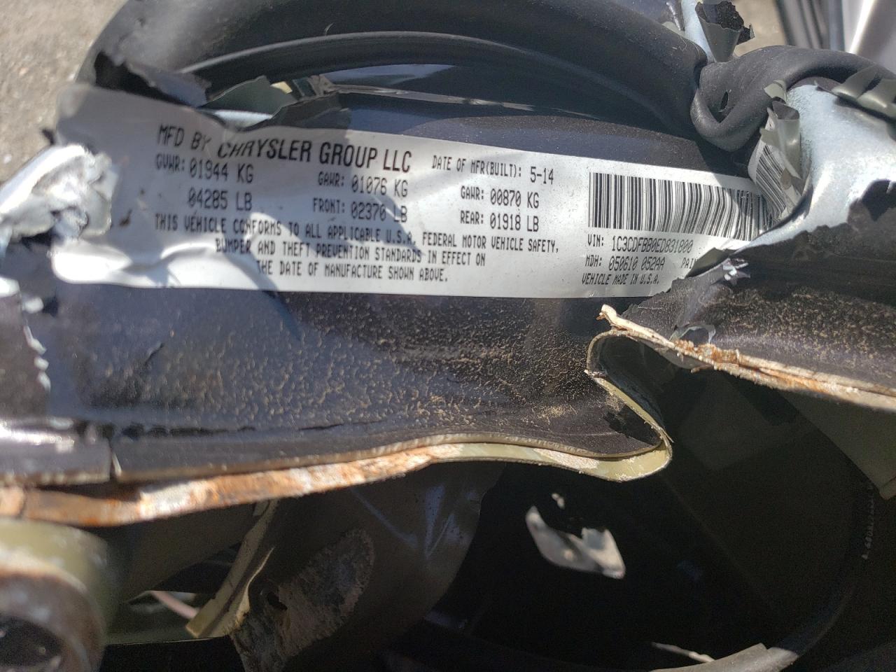 1C3CDFBB0ED831800 2014 Dodge Dart Sxt