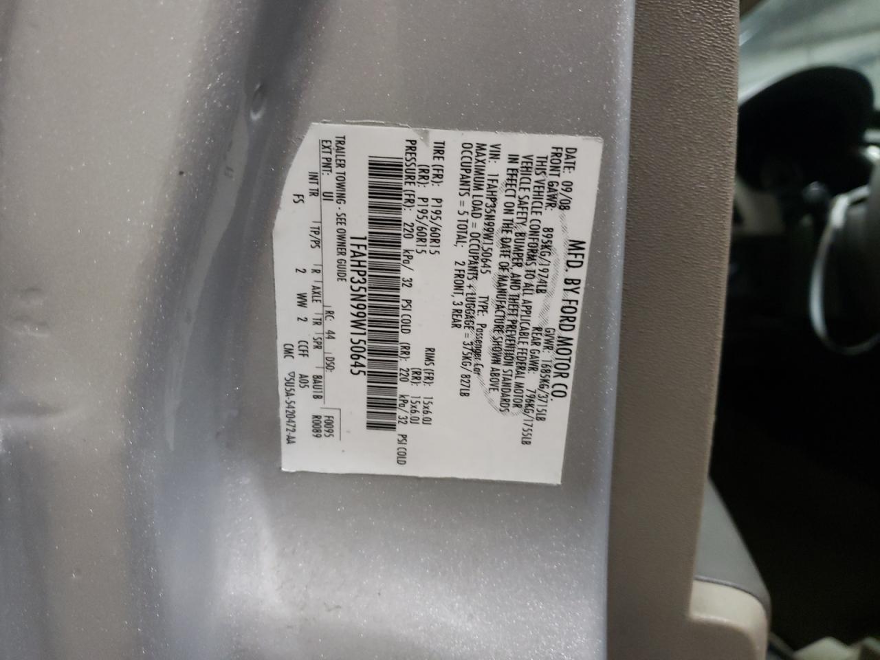 1FAHP35N99W150645 2009 Ford Focus Se