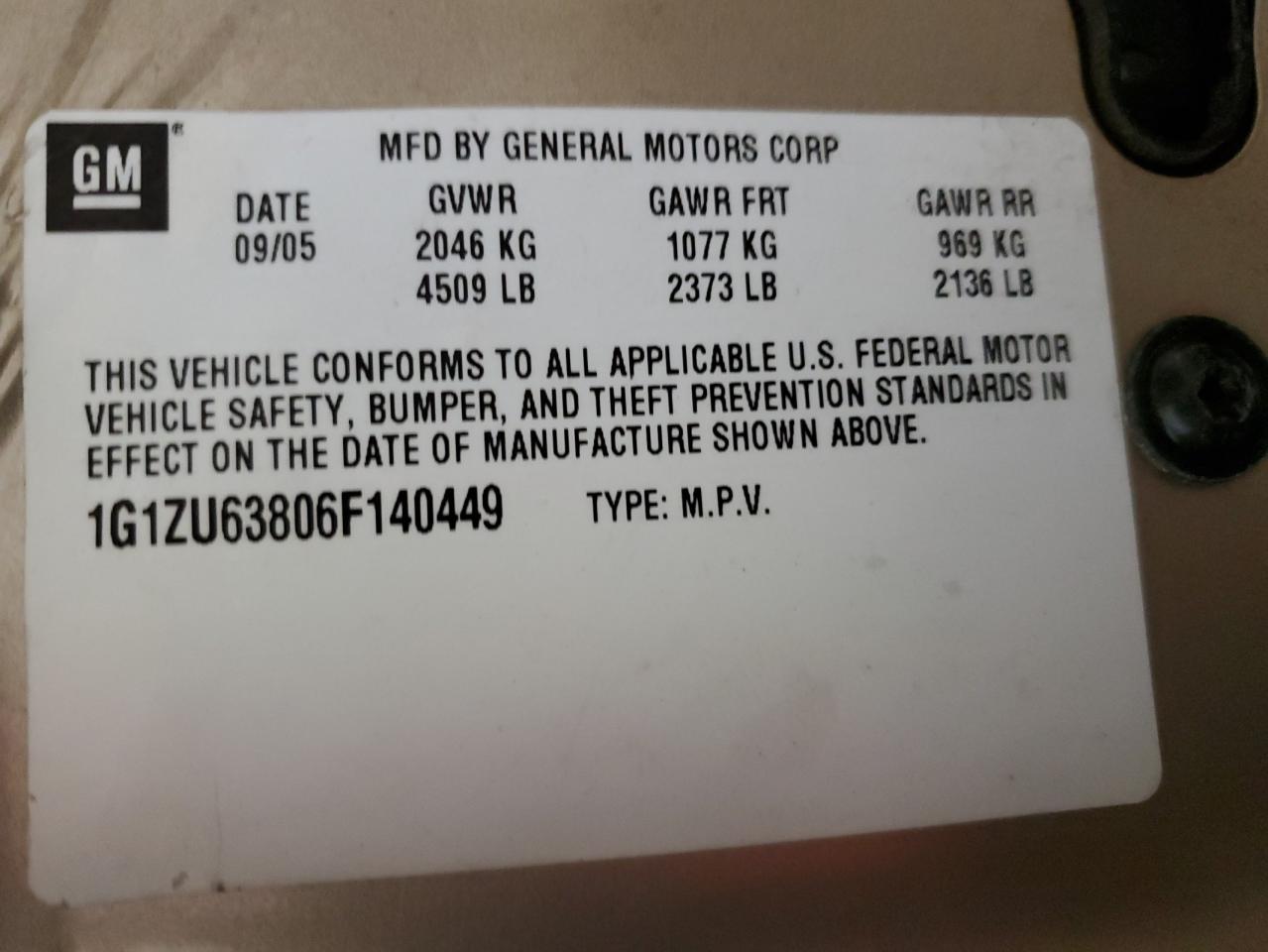 1G1ZU63806F140449 2006 Chevrolet Malibu Maxx Ltz