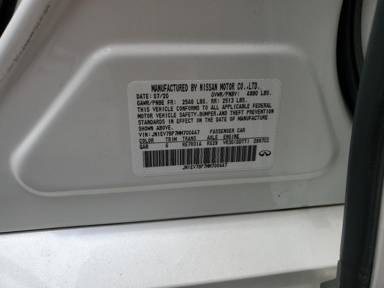 JN1EV7BP7MM700447 2021 Infiniti Q50 Luxe