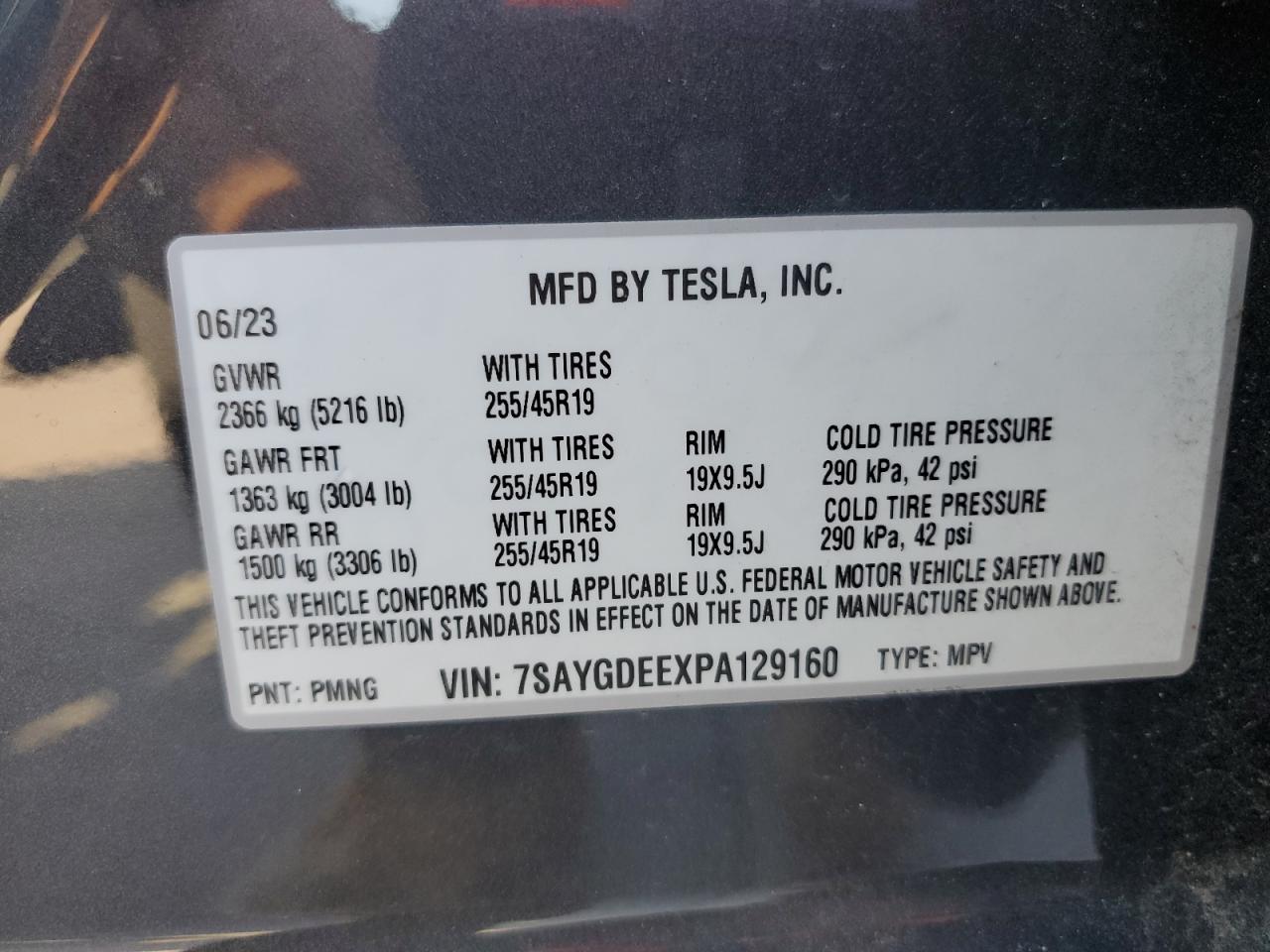 7SAYGDEEXPA129160 2023 Tesla Model Y