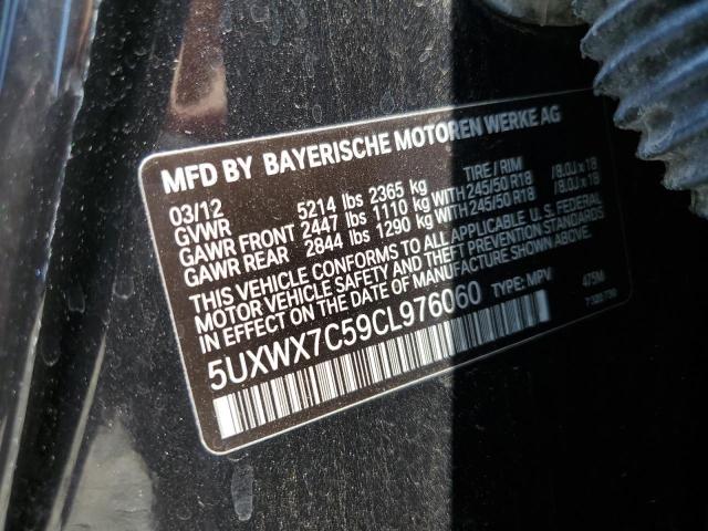 2012 BMW X3 xDrive35I VIN: 5UXWX7C59CL976060 Lot: 60270844