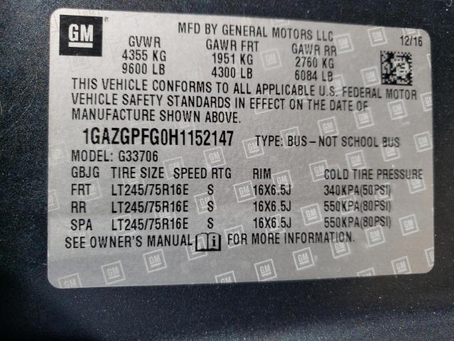 2017 Chevrolet Express G3500 Lt VIN: 1GAZGPFG0H1152147 Lot: 60065504