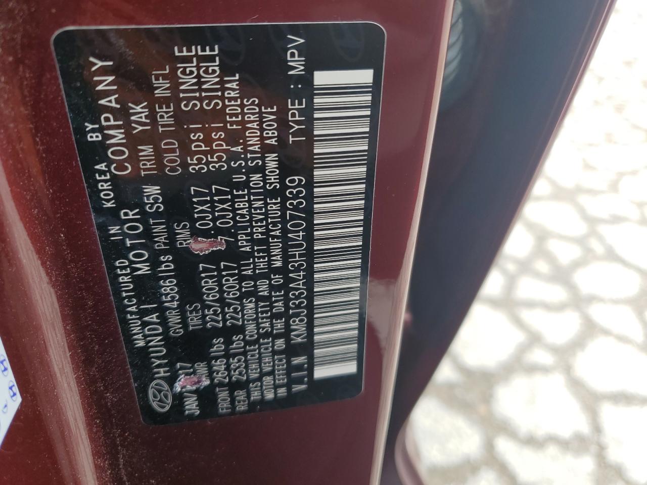 KM8J33A43HU407339 2017 Hyundai Tucson Limited