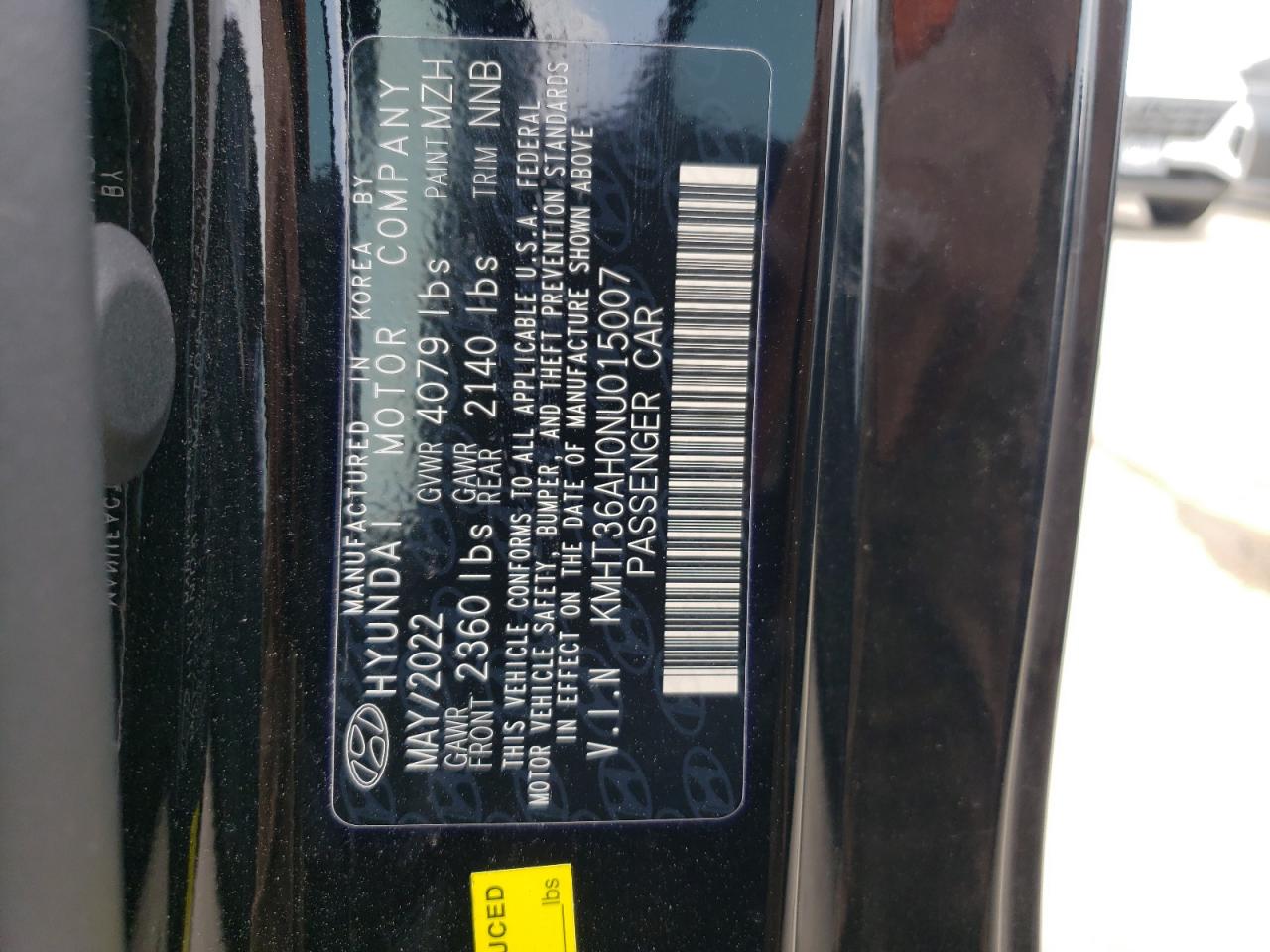 KMHT36AH0NU015007 2022 Hyundai Veloster N