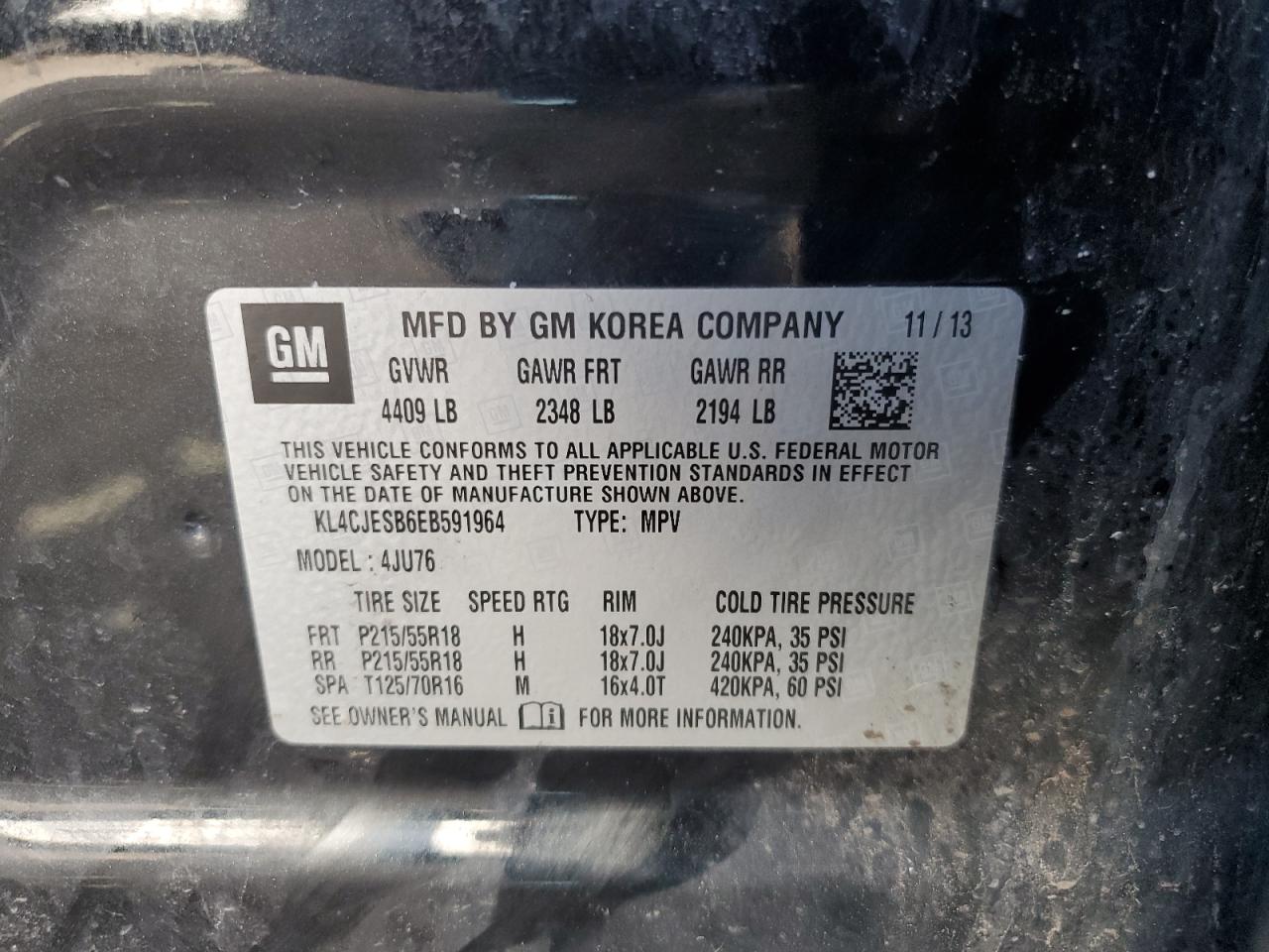 KL4CJESB6EB591964 2014 Buick Encore