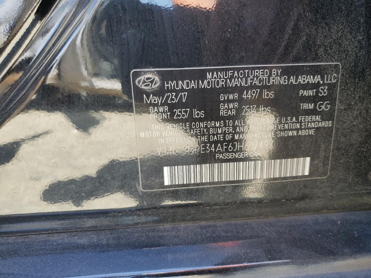 5NPE34AF6JH607497 2018 Hyundai Sonata Sport