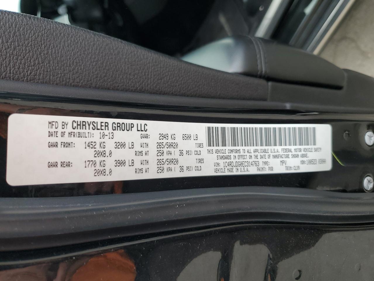 1C4RDJDG0EC314763 2014 Dodge Durango Limited