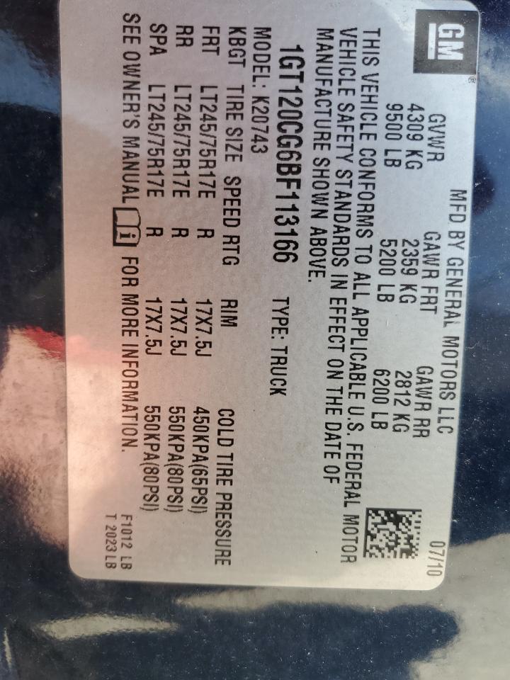 1GT120CG6BF113166 2011 GMC Sierra K2500 Sle